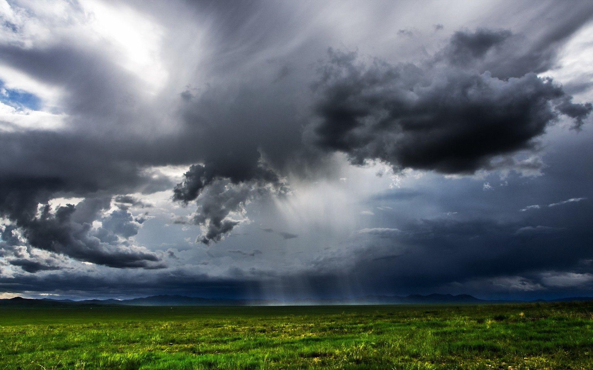 Sky: Rain Clouds Fields Earth Cloud Grass Stormy HDR Wallpaper