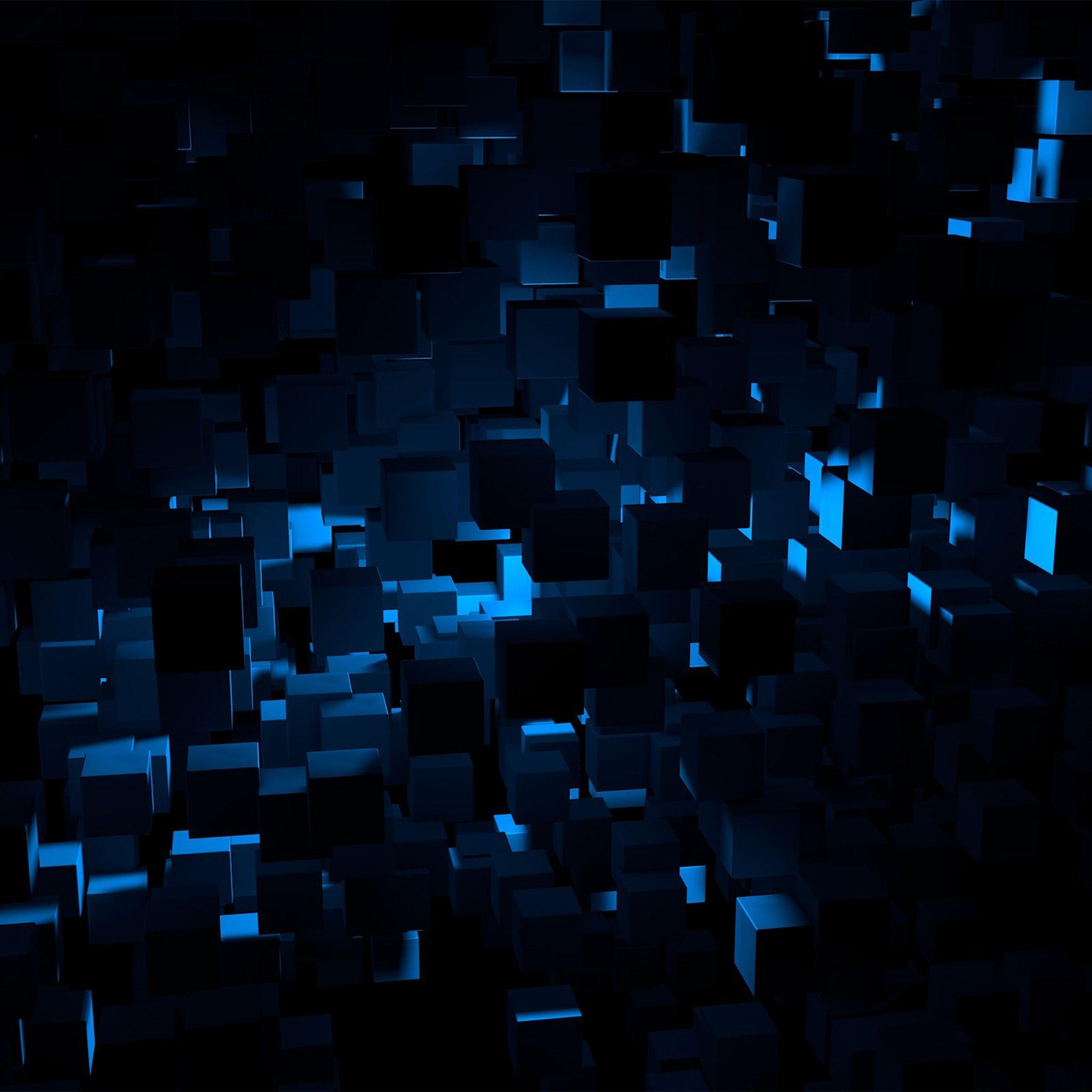 Cube Dark Blue Abstract Pattern Wallpaper