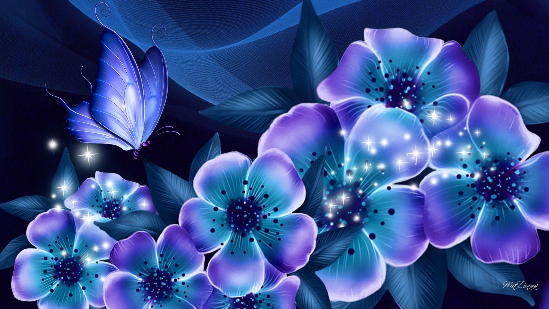 Flower: Nights Blue Dreams Flowers Butterfly Silk Shine Lavender