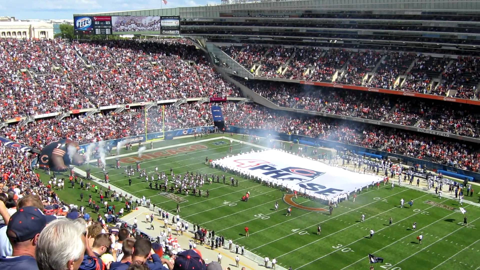 Awesome Flyover at Soldier Field for Chicago Bears Home Opener 2012