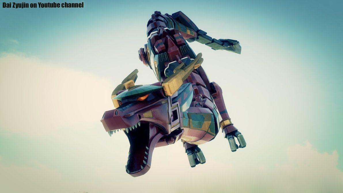 Red dragon Thunderzord / megazord CGI / wallpaper