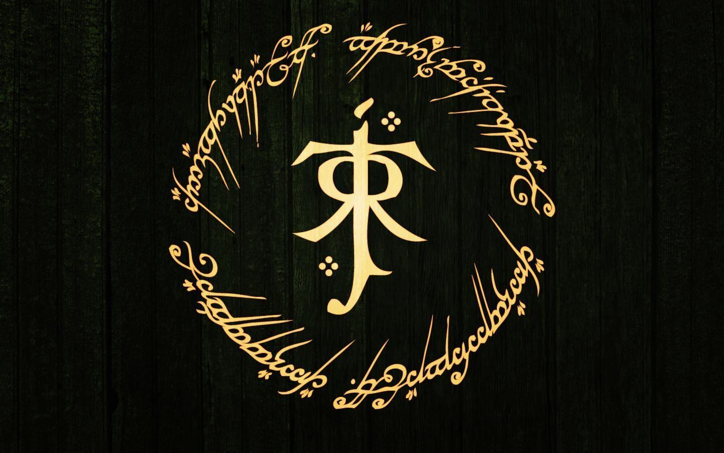 Tolkien Symbol with the prophecy One ring to rule them all, one