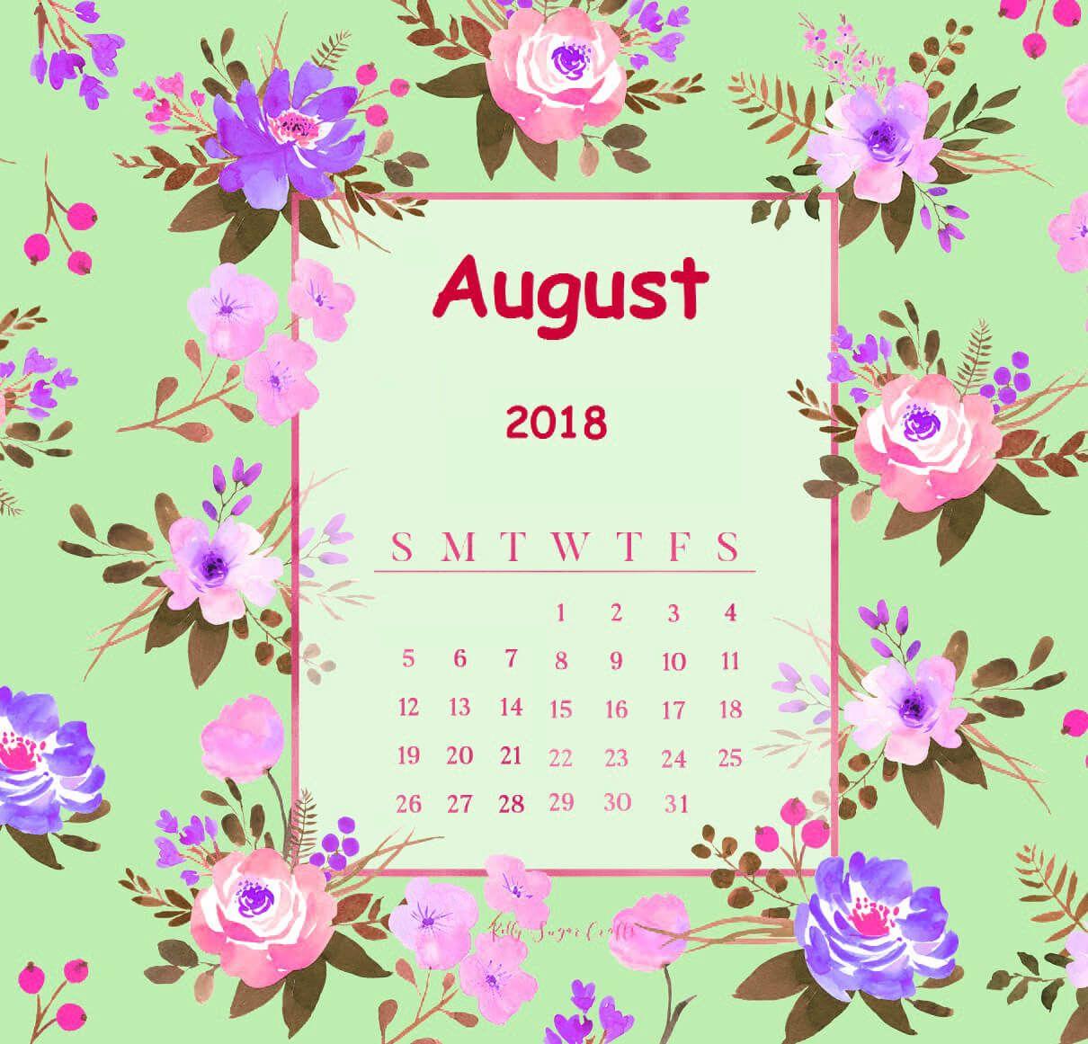 Cute August 2018 Calendar Wallpaper. Daily Calendar 2018 Printable