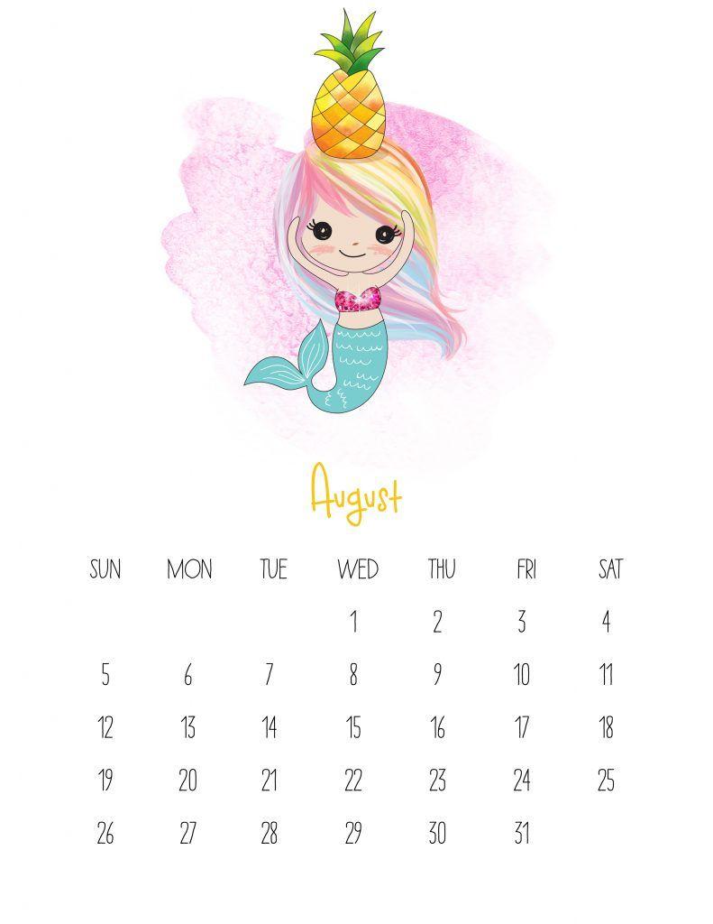 August Calendar Cute 2018 Printable