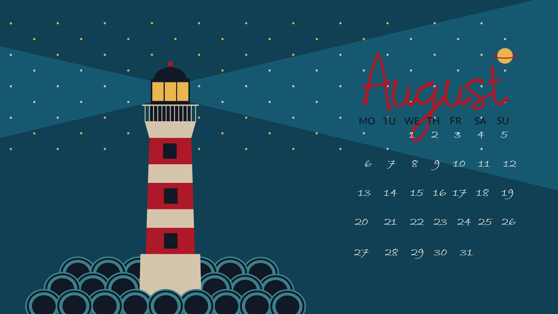 August 2018 HD Calendar Wallpaper