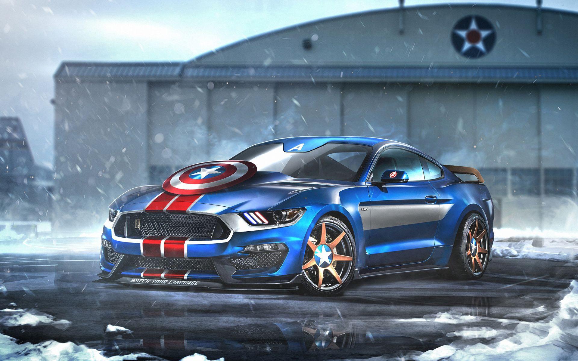 Captain America Ford Mustang GT350R Wallpaper