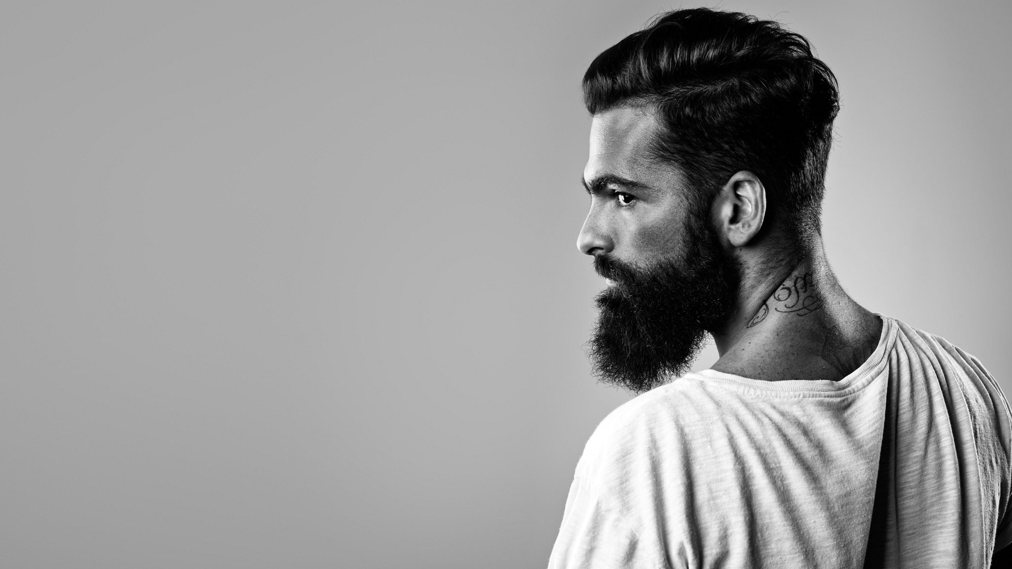 Model Man Black & White Tattoo Beard Wallpaper Desktop