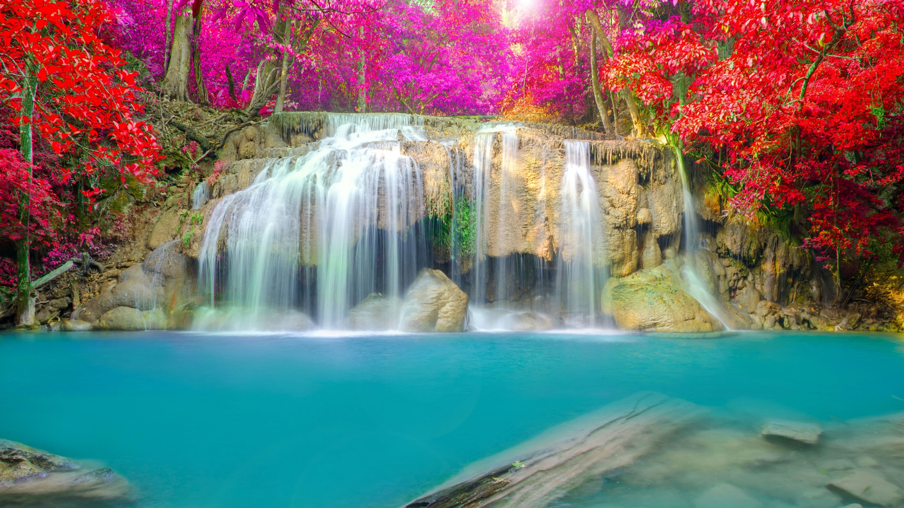 Wallpaper Waterfall, Thailand, Erawan Falls, Erawan National Park