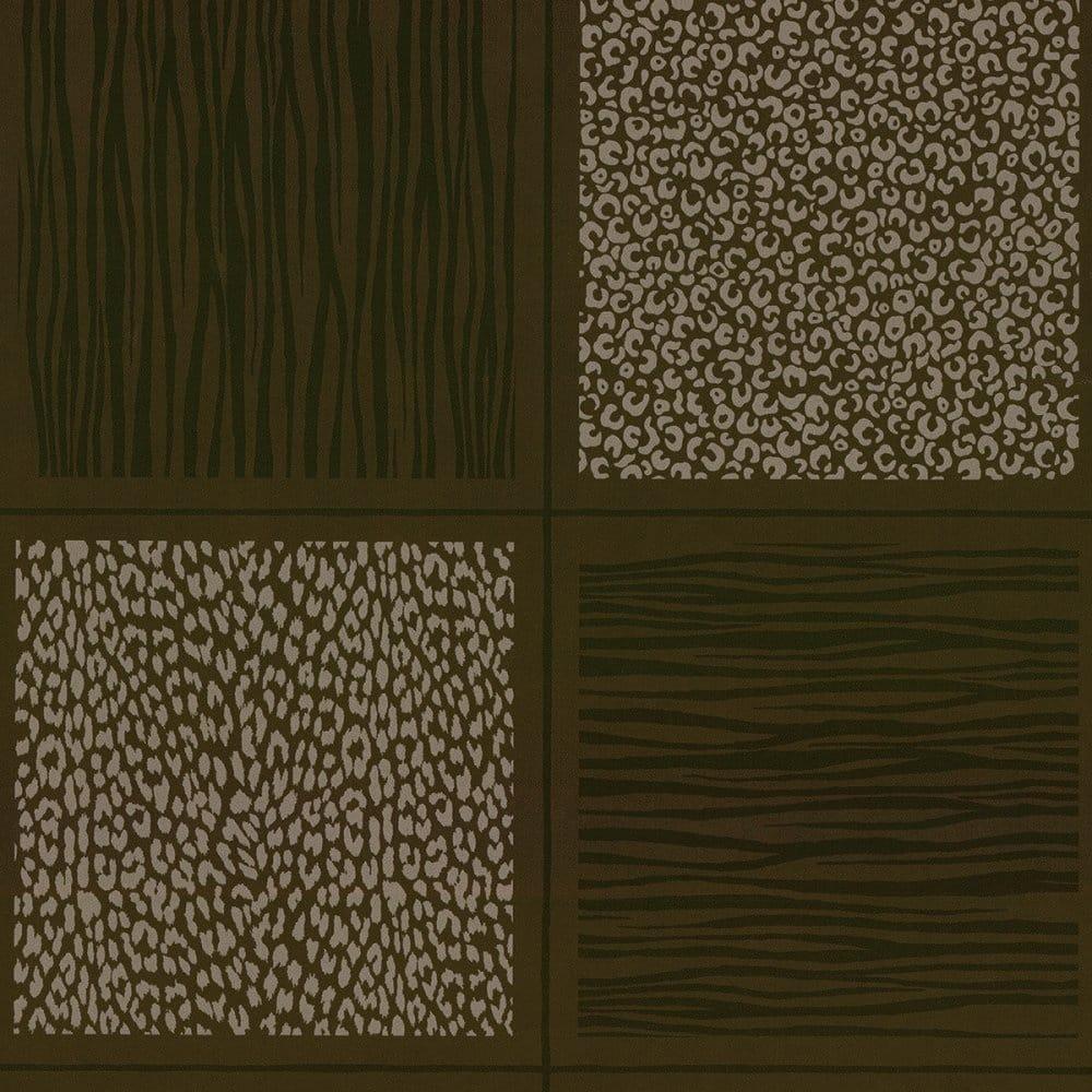 Casadeco Luxury Leather Effect Animal Print Block Wallpaper Brown