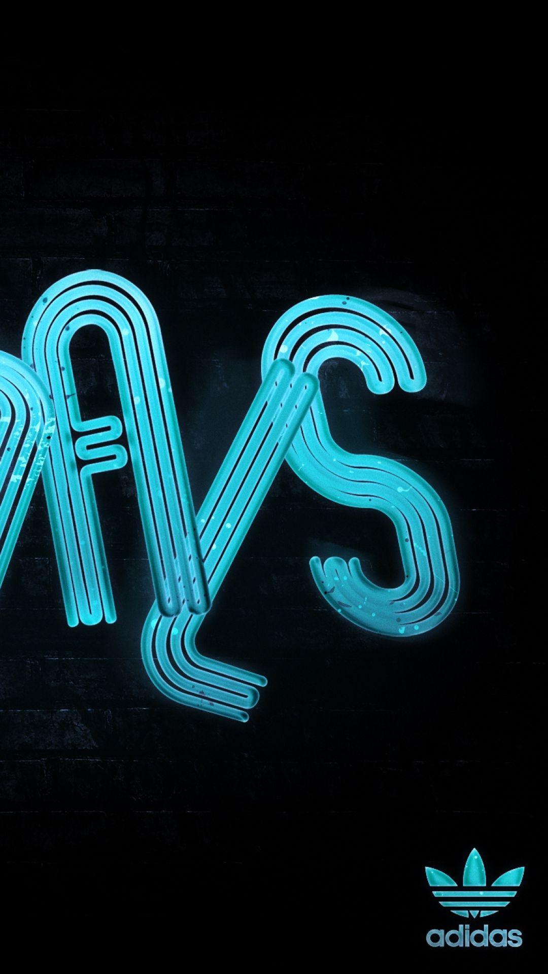 Wallpaper.wiki Adidas IPhone Original Blue Neon Logo Background PIC