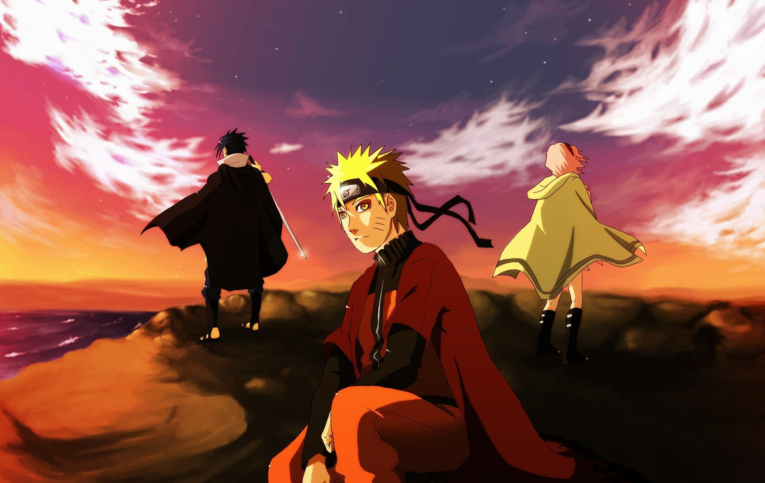 Wallpapers Naruto, Team von sieben, Sasuke Uchiha, Kunst, Meer.