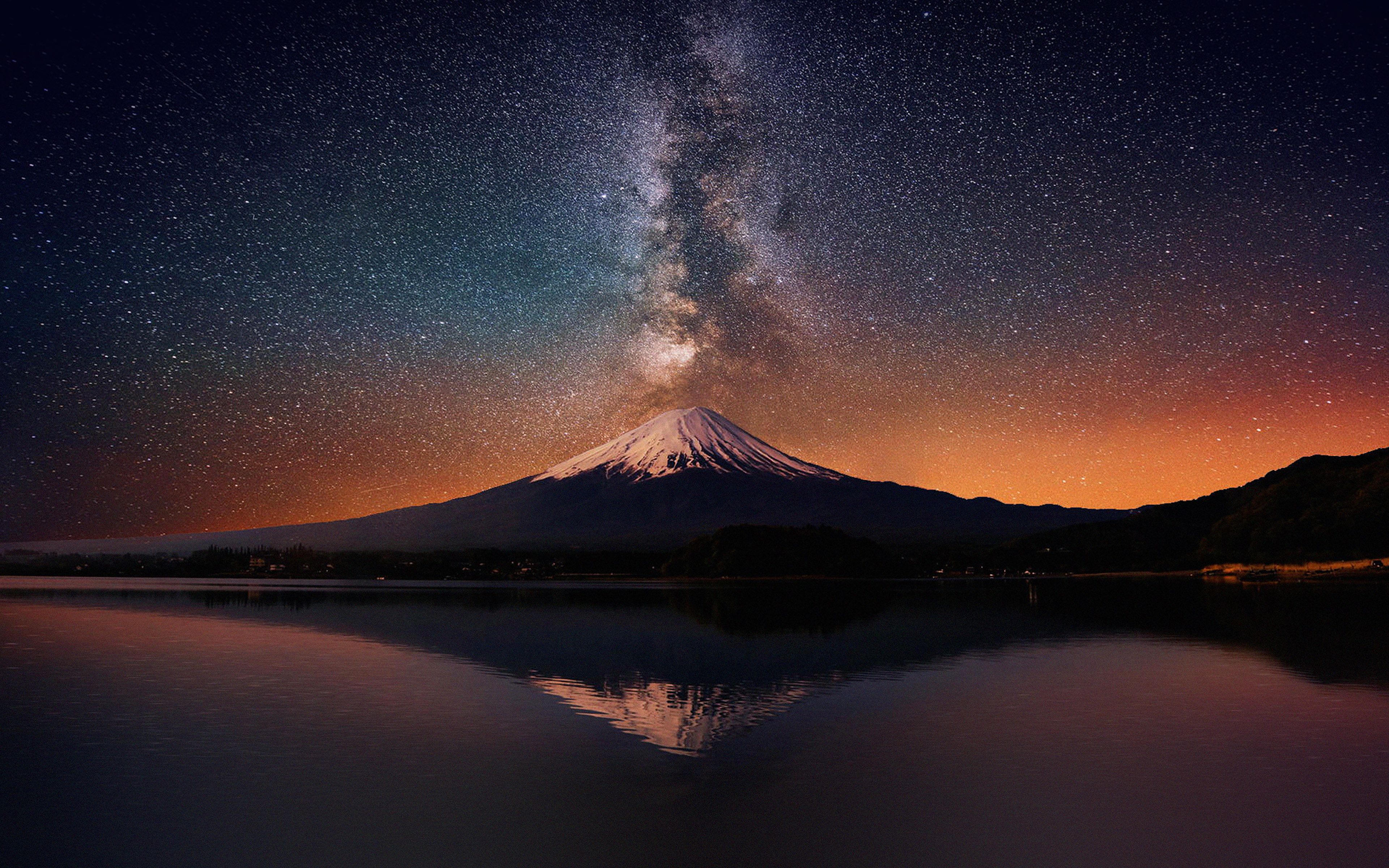 Wallpaper Milky Way On Mountain Fuji Sky Wallpaper