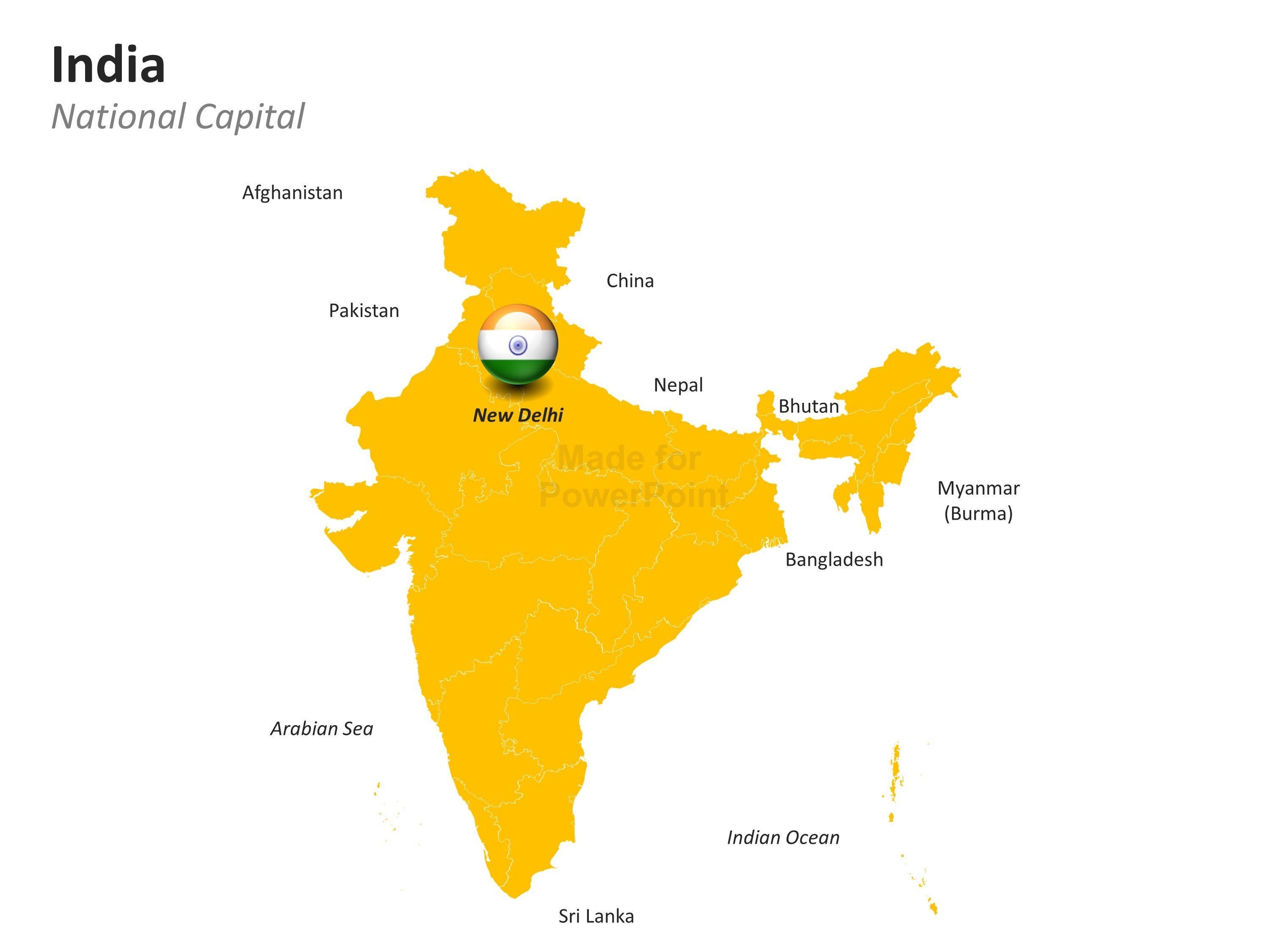 PowerPoint Map of India States and Districts are easy to edit