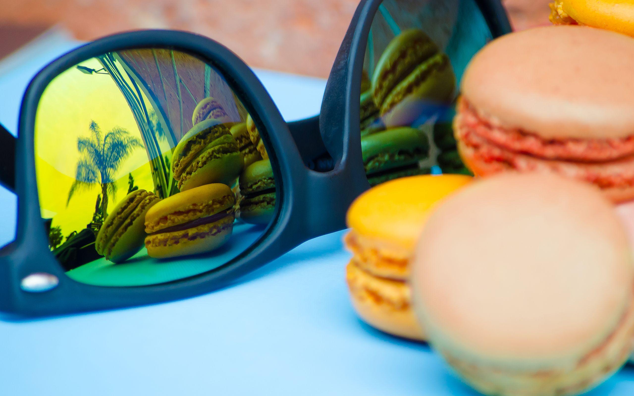 Wallpaper Sunglasses, French Macarons, HD, Stock, Android