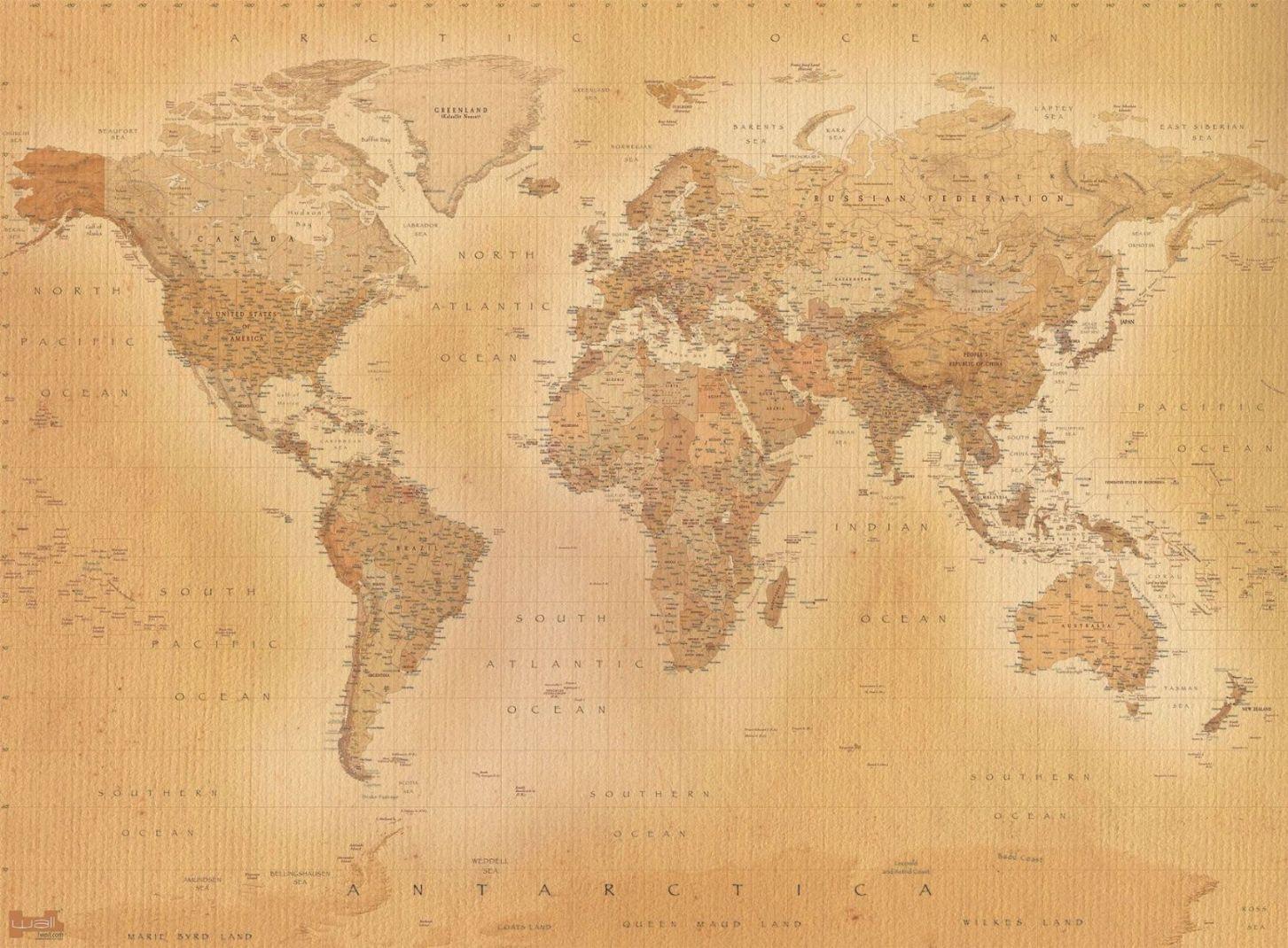 Details about Old style vintage World Map Wallpaper Wall Mural 2.32m x 3.15m New (FREE P P)