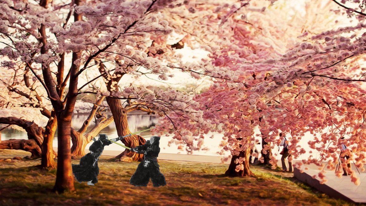 Kendo, Cherry Blossom Fight (Wallpaper 1920x1080)