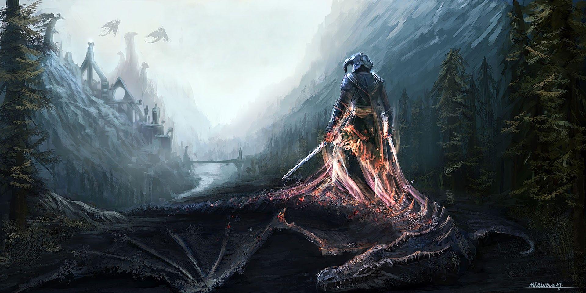 fantasy art, The Elder Scrolls V Skyrim, video games, fan art