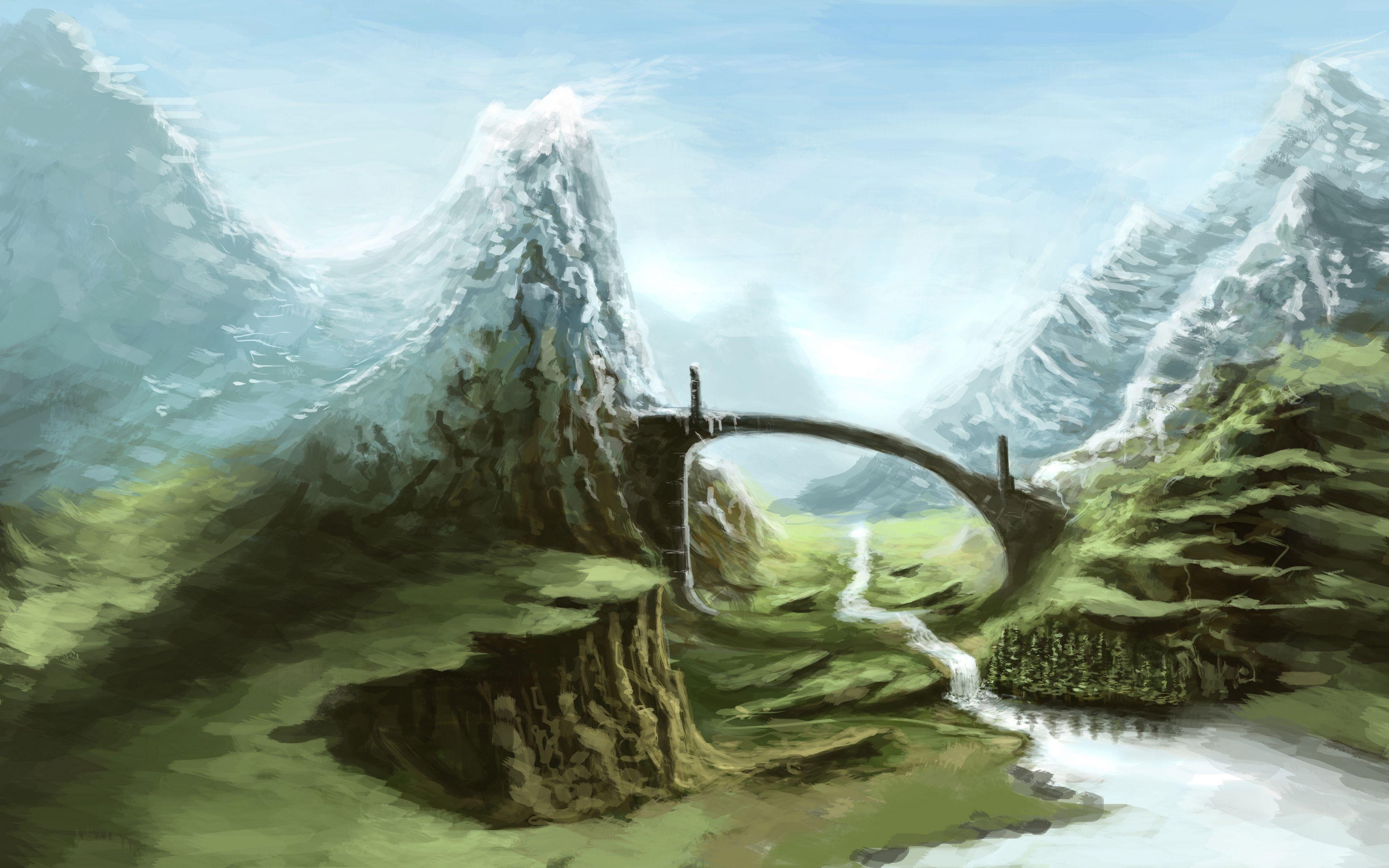 Download wallpaper 3840x2400 skyrim, nature, art 4k ultra HD 16:10