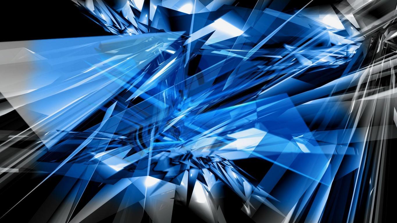 Blue Abstract Broken Glass Wallpaper