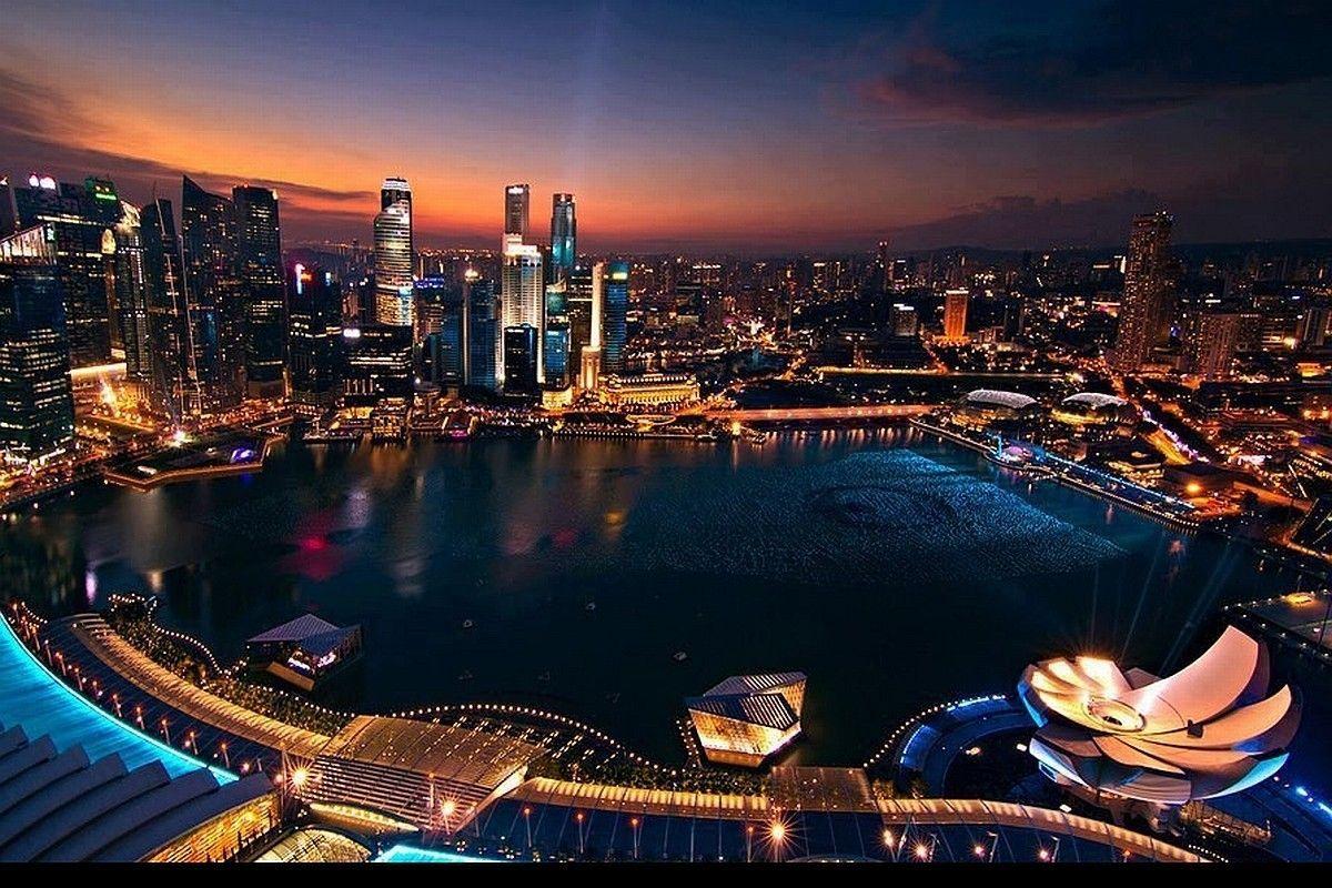 singapore Night Singapore City Colors