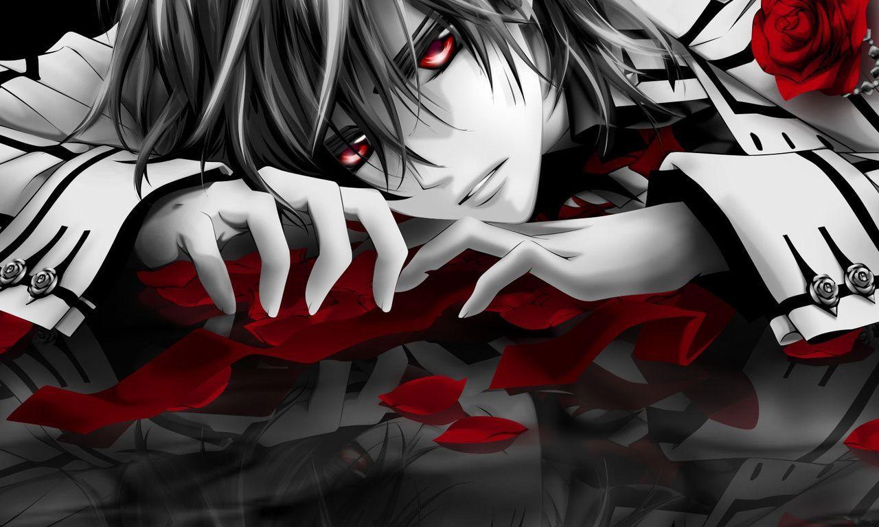 Emo Anime Boys. Anime Emo Boy and Red Rose Wallpaper for desktop