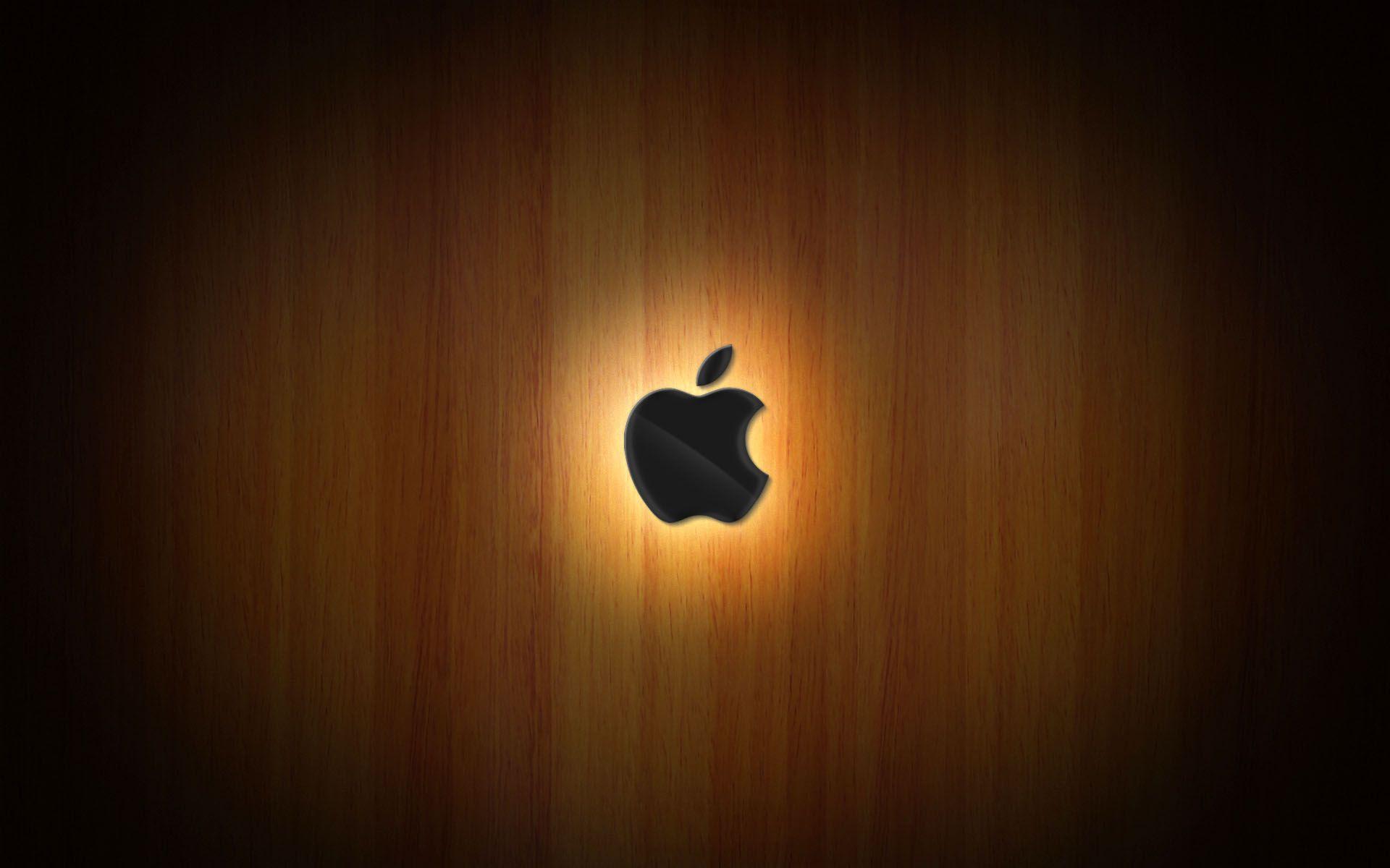 Wooden Glow of Apple Wallpaper