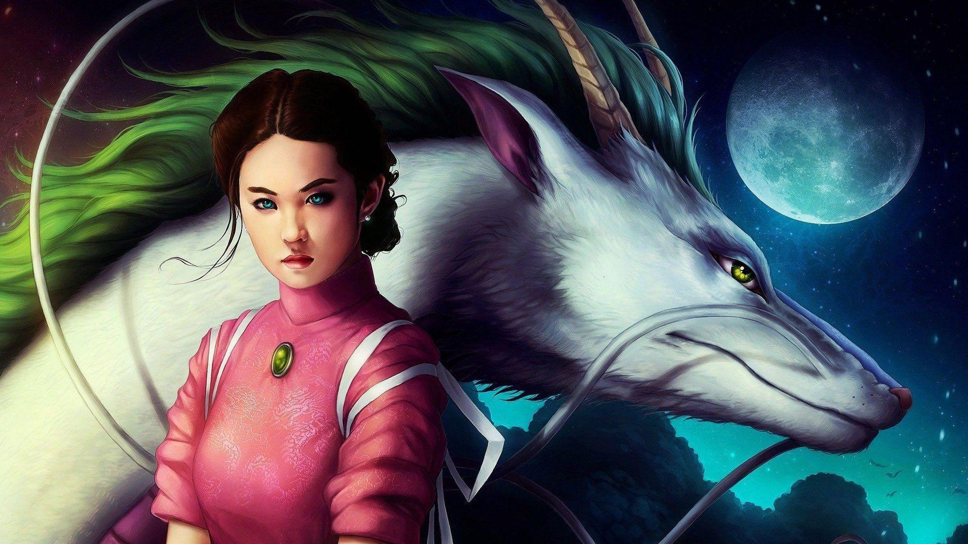 White Fantasy Dragon And Girl