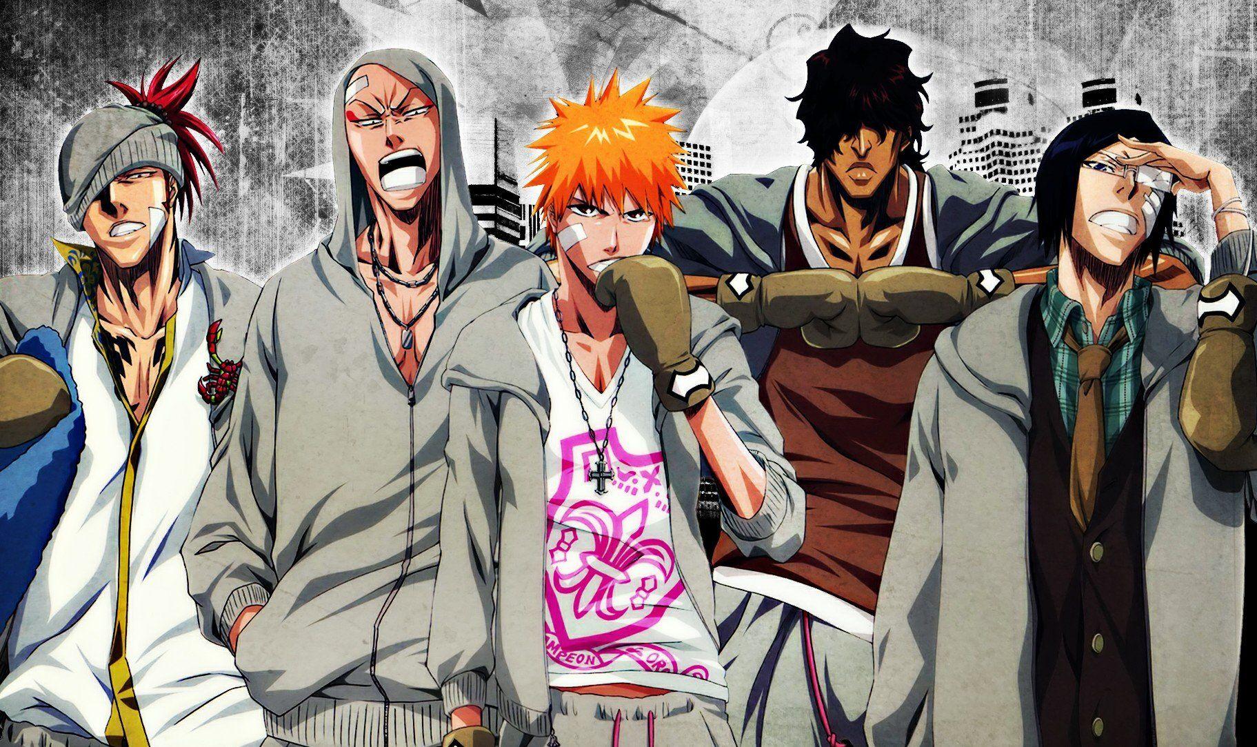 Anime series bleach kurosaki ichigo cool characters orange hair guys group wallpaperx1083