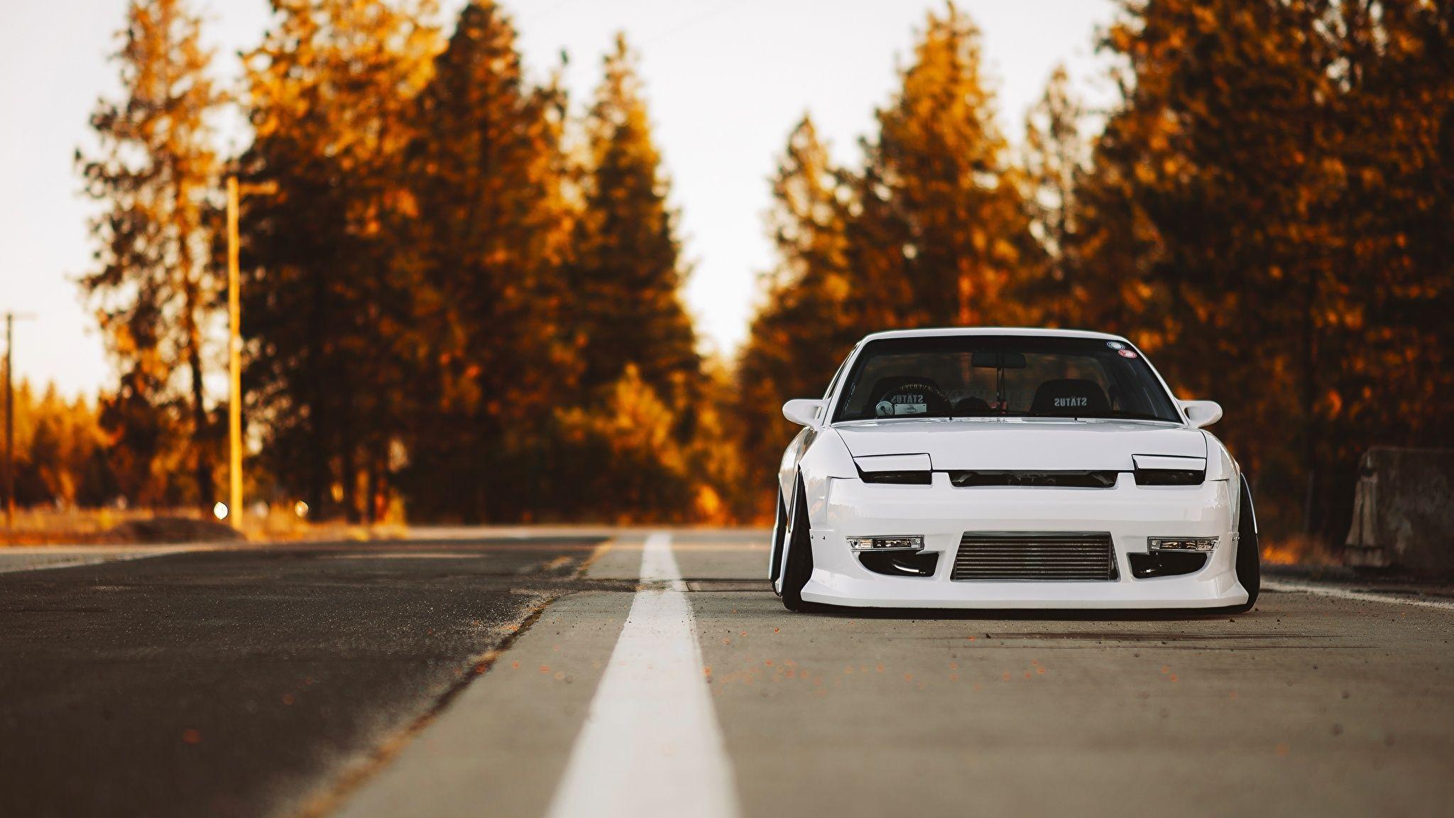 Wallpaper Nissan 240SX Stance White Cars Front 2048x1152