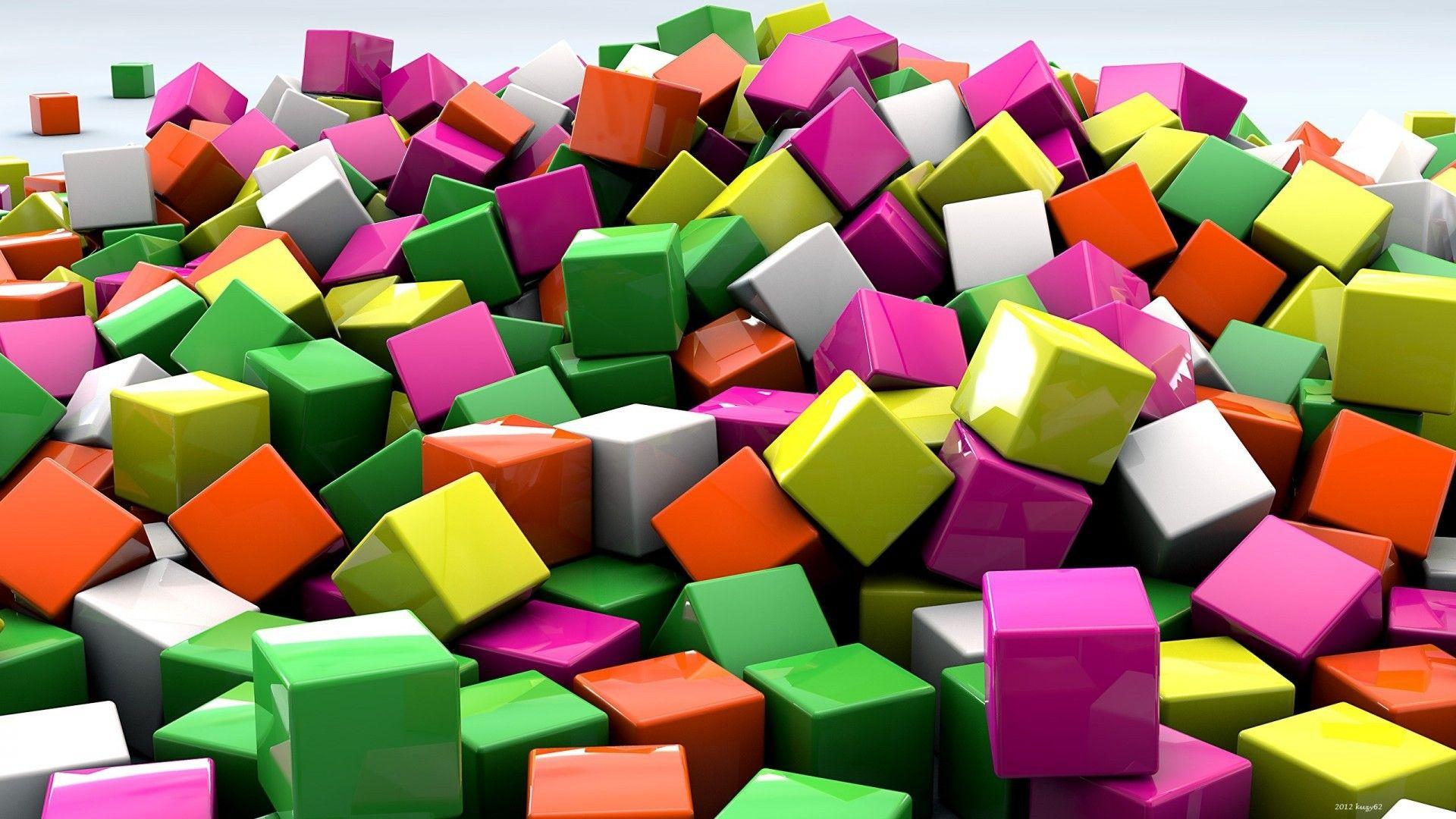Colourful Digital Blocks HD Desktop Wallpaper HD