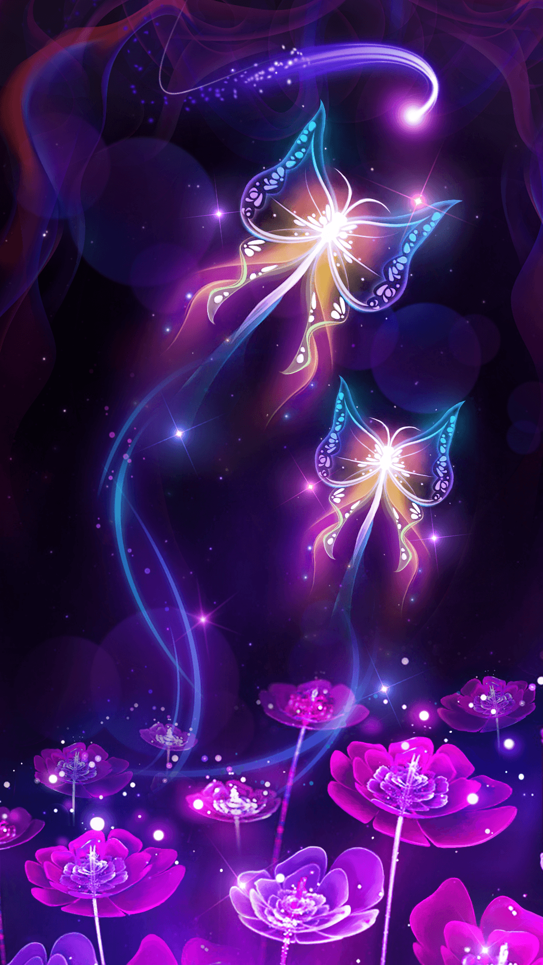 Shiny neon butterfly live wallpaper! Android live wallpaper