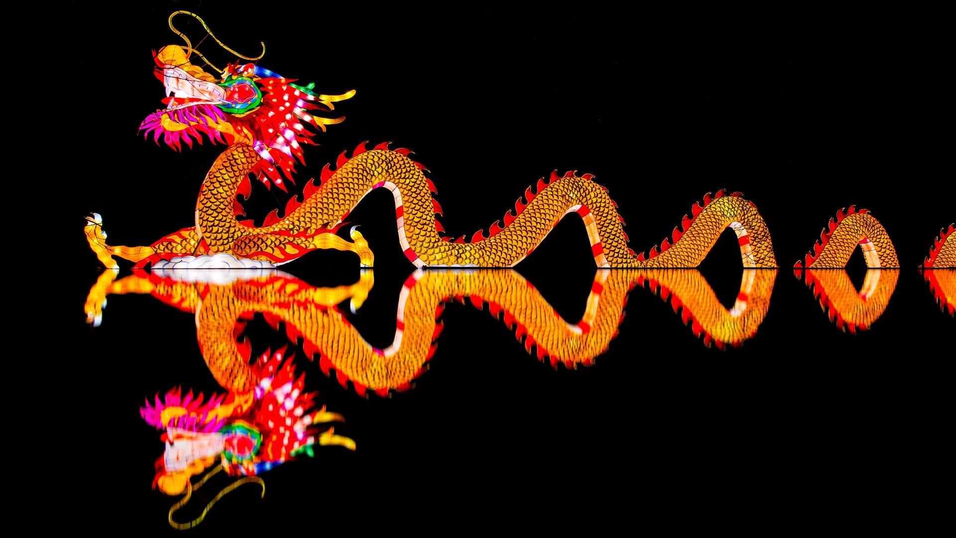 Wallpaper China Lights, Chinese Dragon, 4K, 5K, Photography