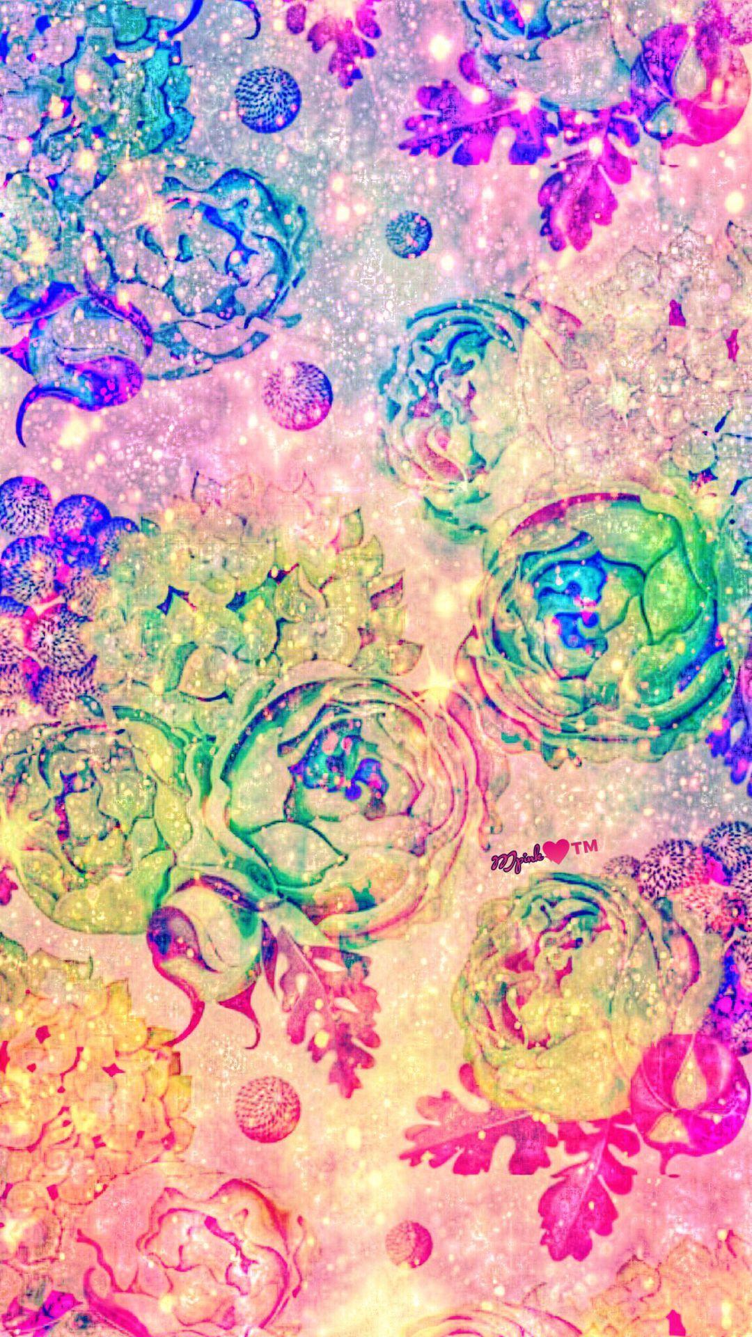 Rainbow Floral Galaxy Wallpaper #androidwallpaper #iphonewallpaper