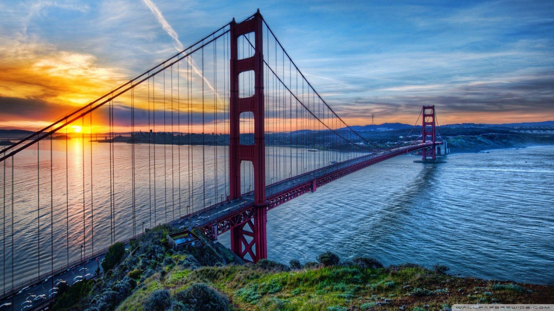 Bridges: Sunrise Beautiful Bridge San Francisco Bay Image for HD 16