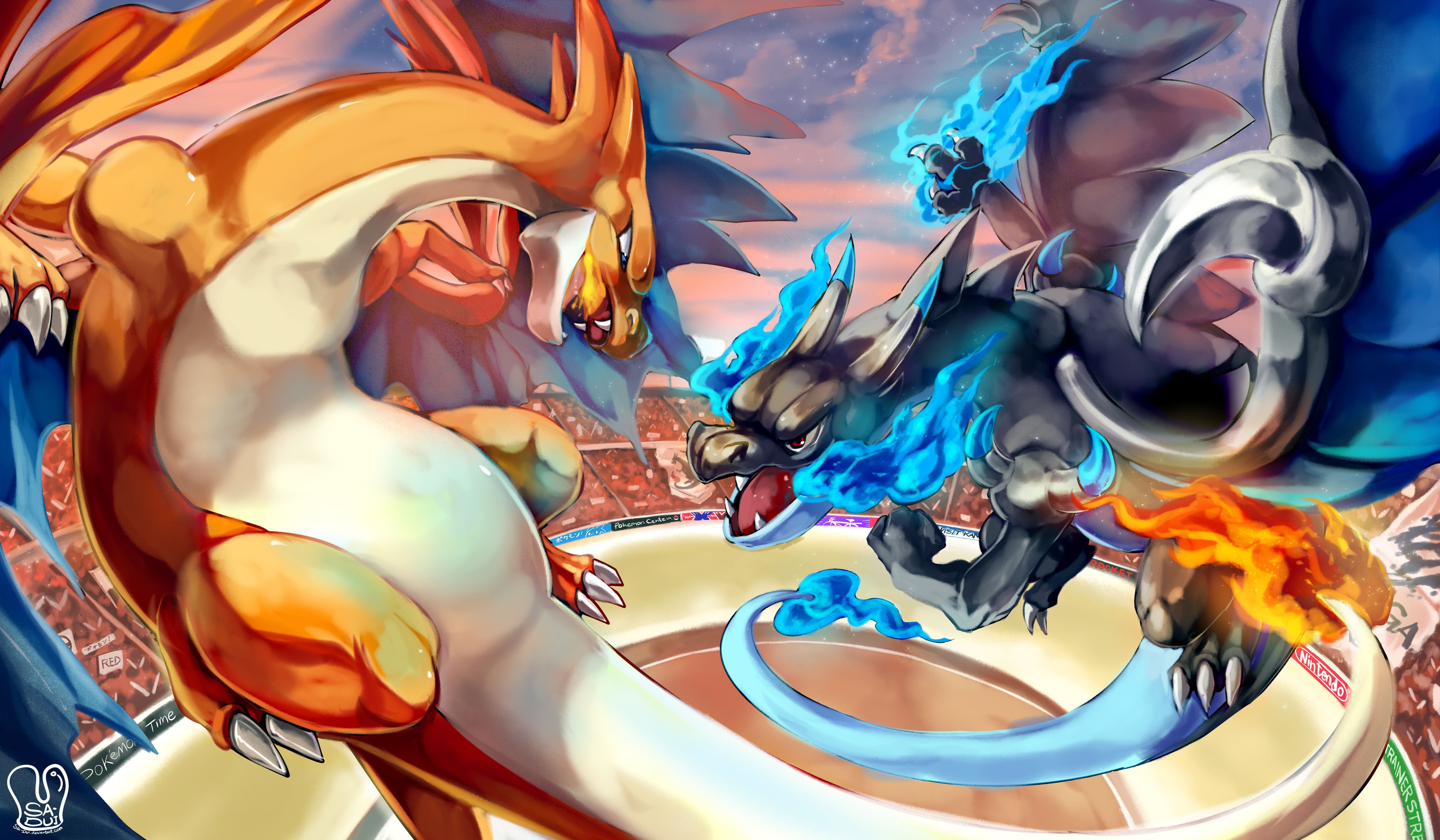Pokemon Wallpaper HD(Charizard X Vs Charizard Y)
