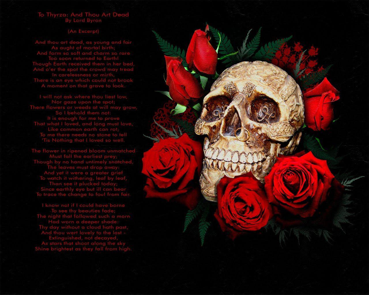 Skulls and roses wallpaper