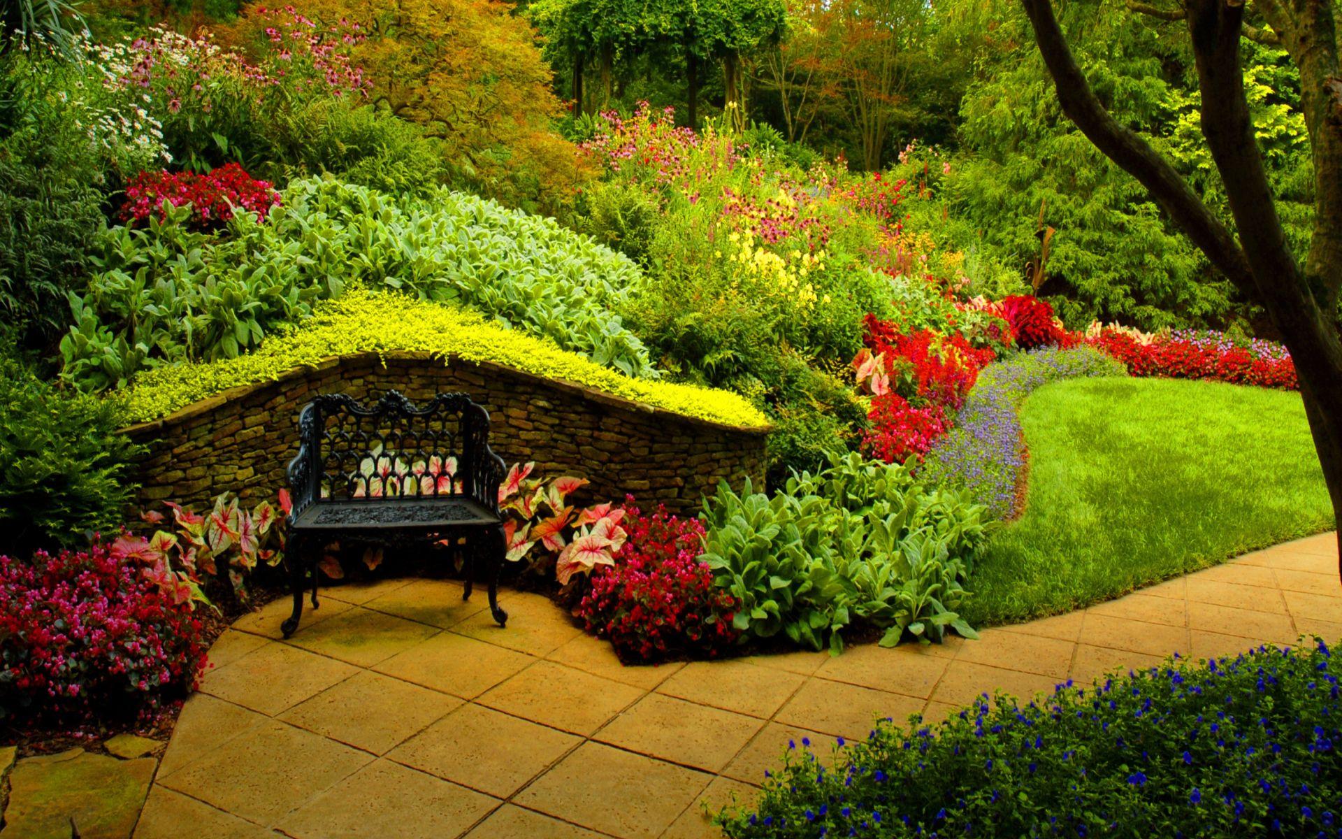 Full HD Image Garden High Quality Widescreen Bench In Spring Park