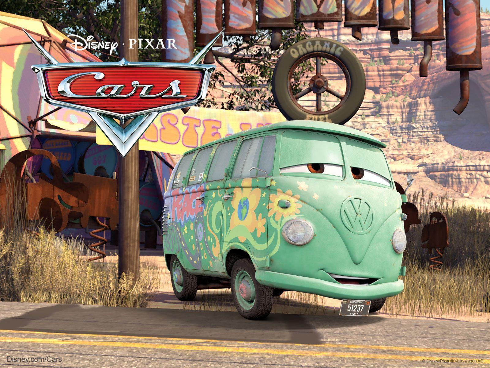 Fillmore the VW Bus from Pixar's Cars Movie Desktop Wallpaper