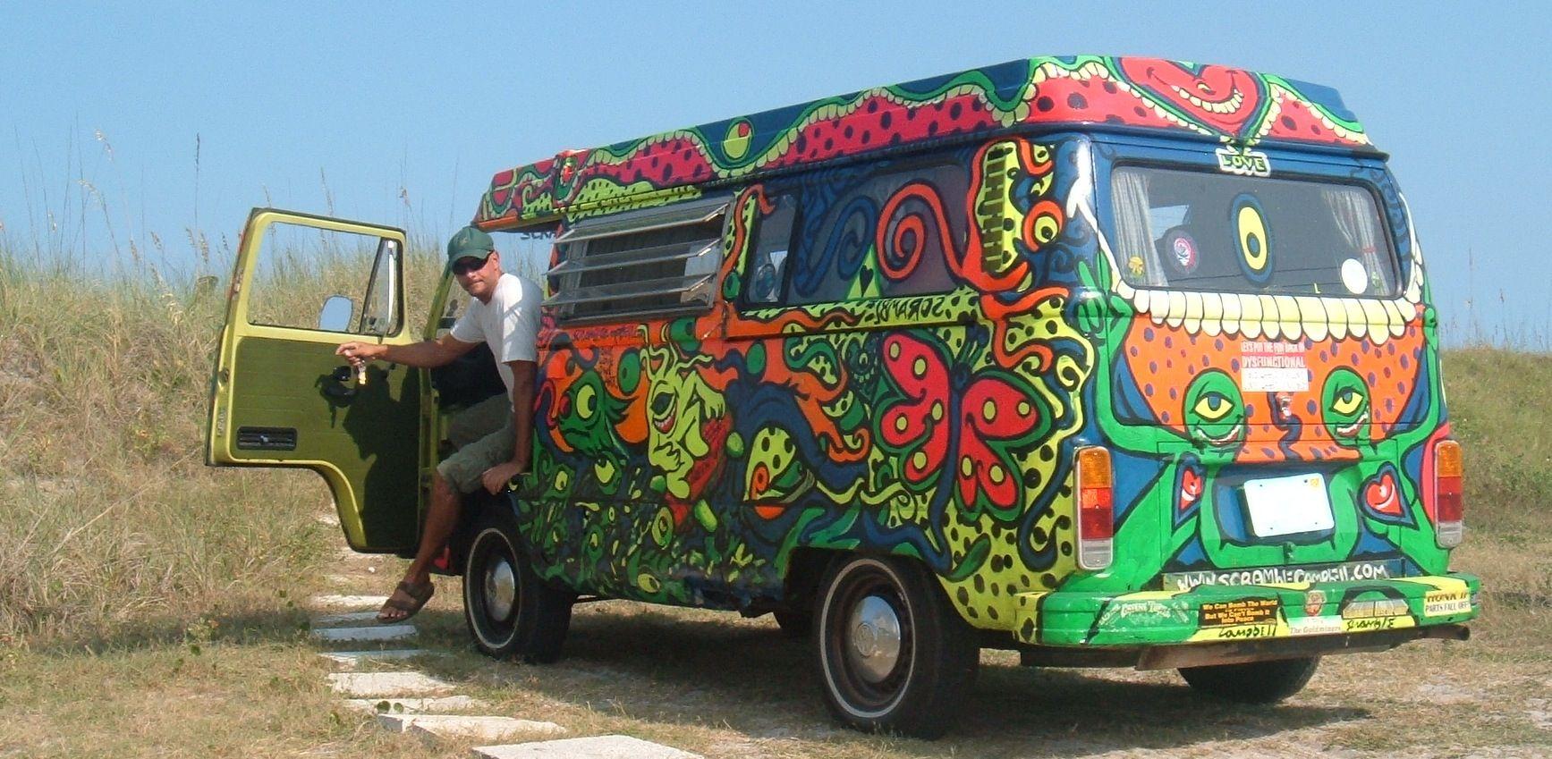 Whoa, Hippie van. awesome