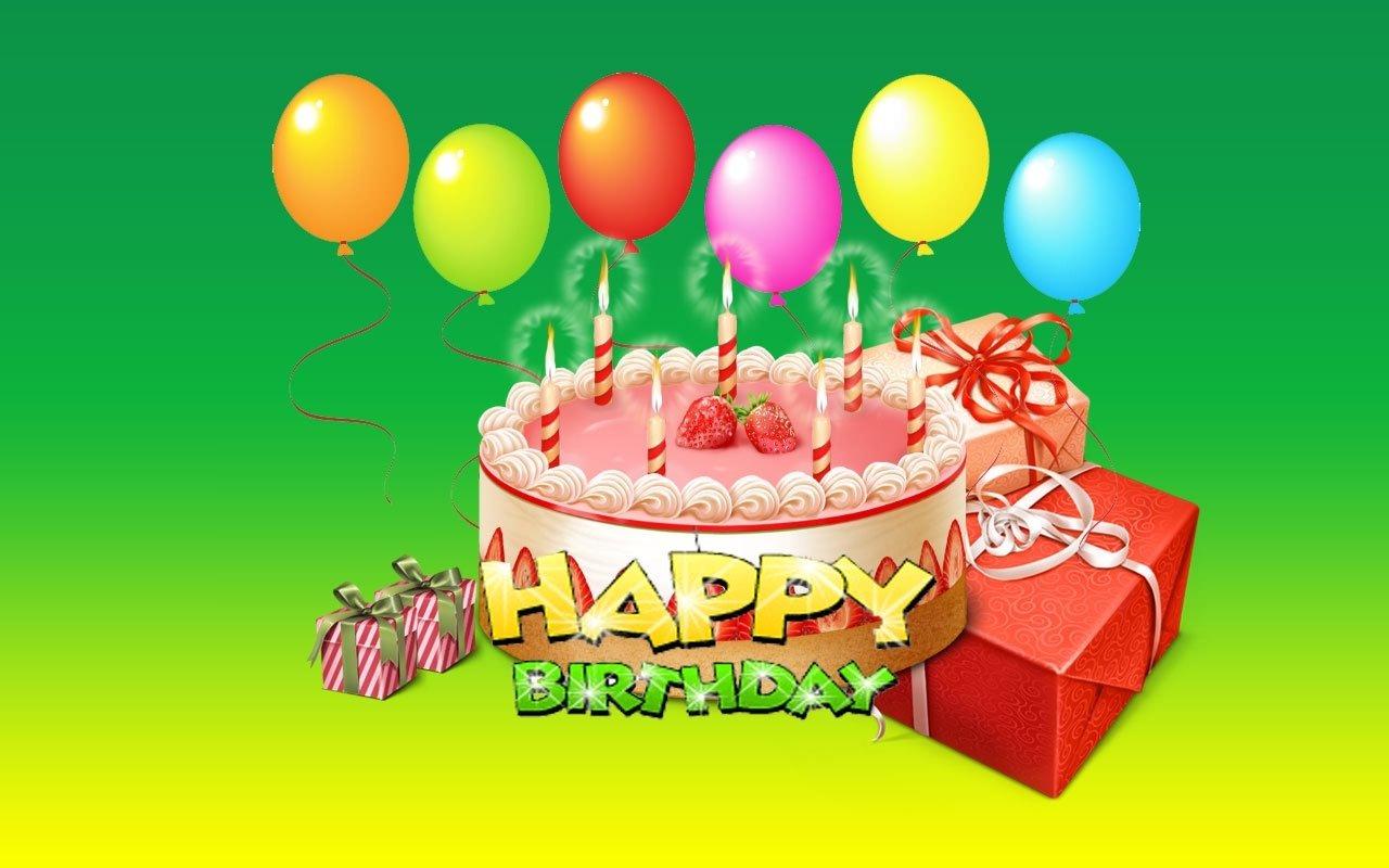 Happy Birthday Balloons With Cake.COM Wallpaper