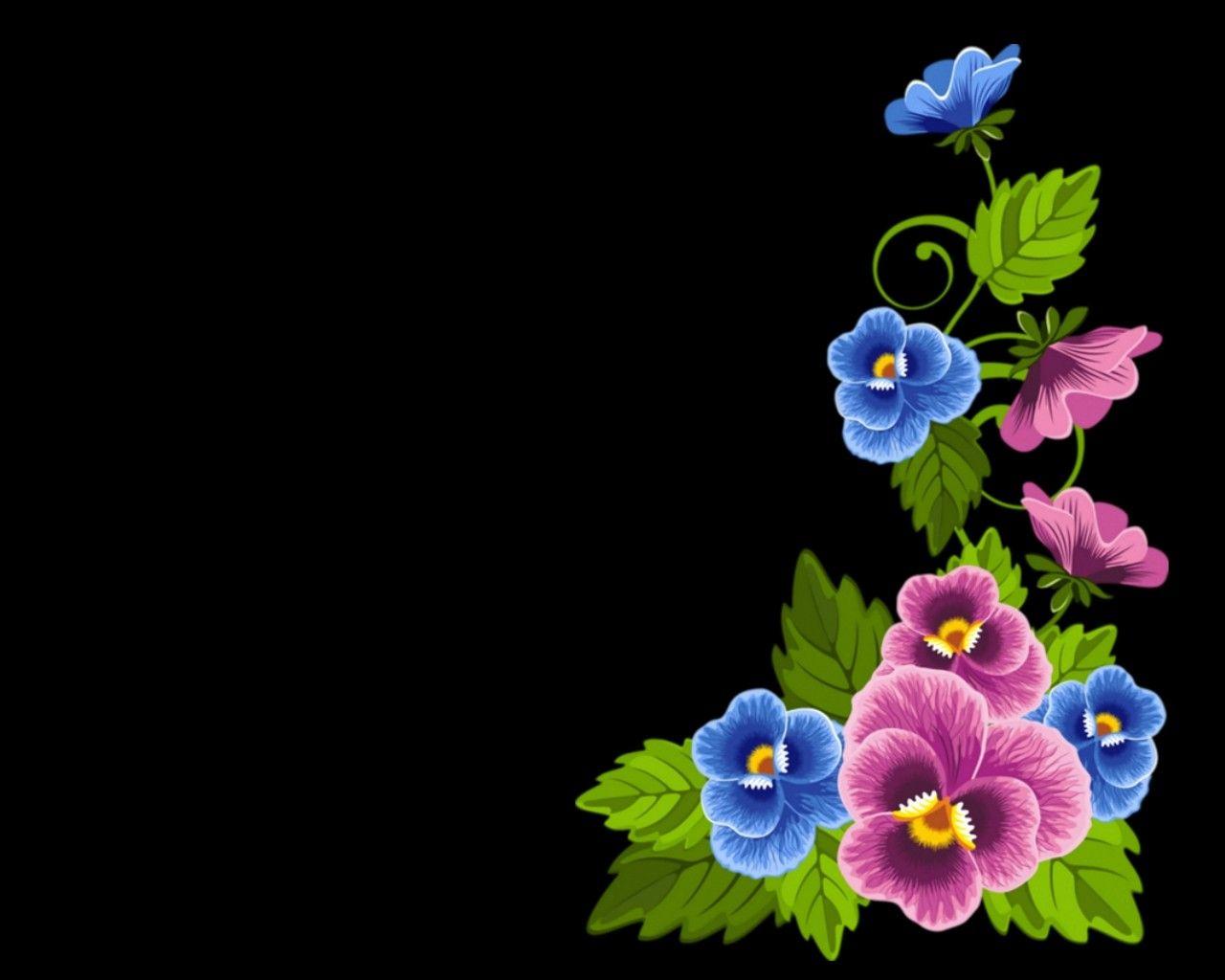 Flowers: Color Black Beautiful Flowers Computer Colors Grafik Dual