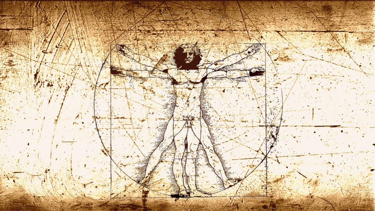 Vitruvian Man Leonardo da Vinci wallpaperx1080