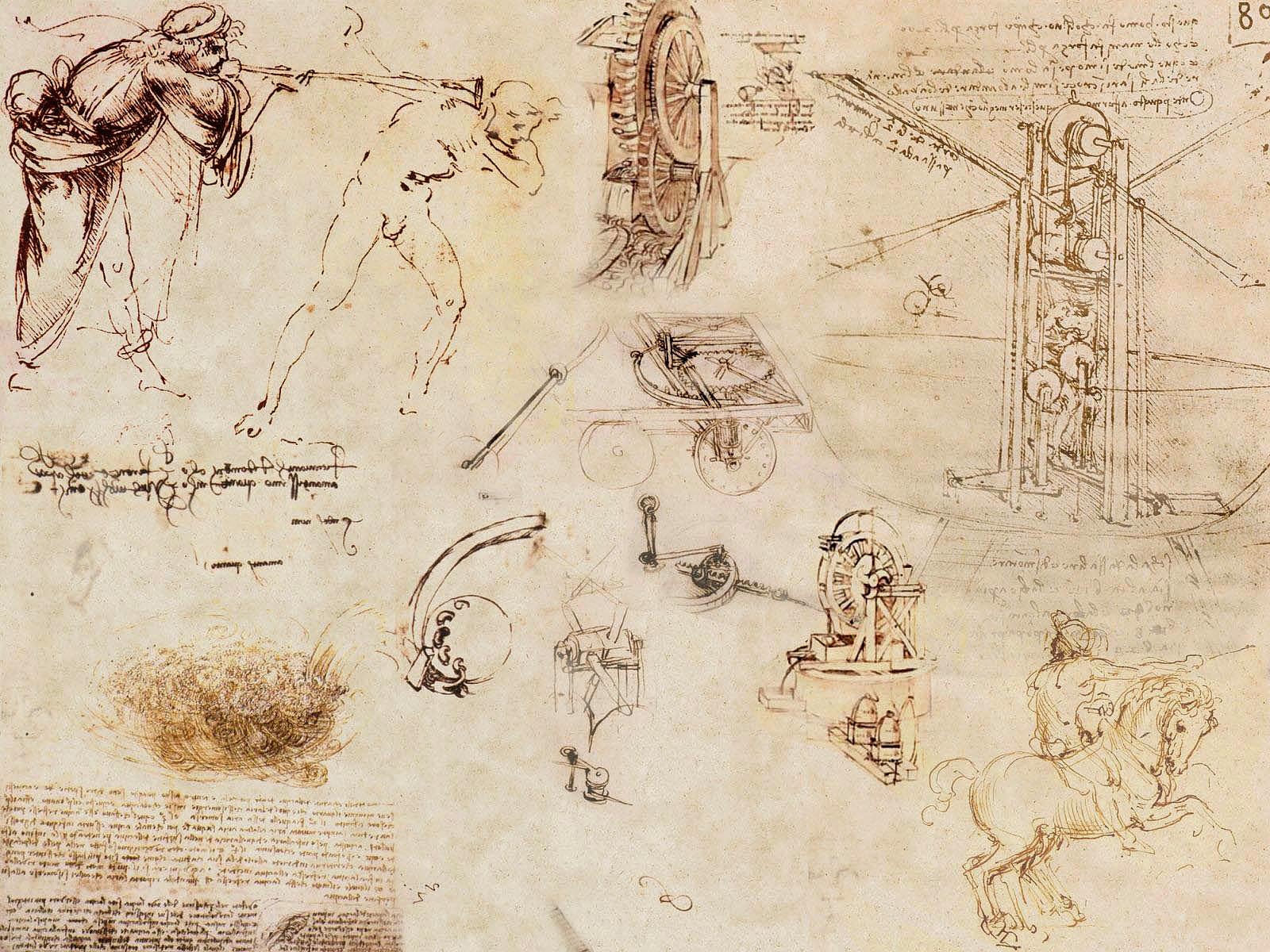 Sketches Leonardo da Vinci wallpaperx1200