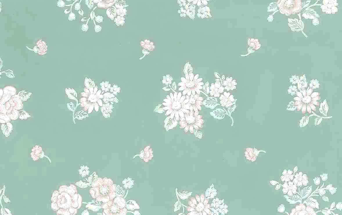 Green Pink Floral Vintage Wallpaper Blue White SM2143