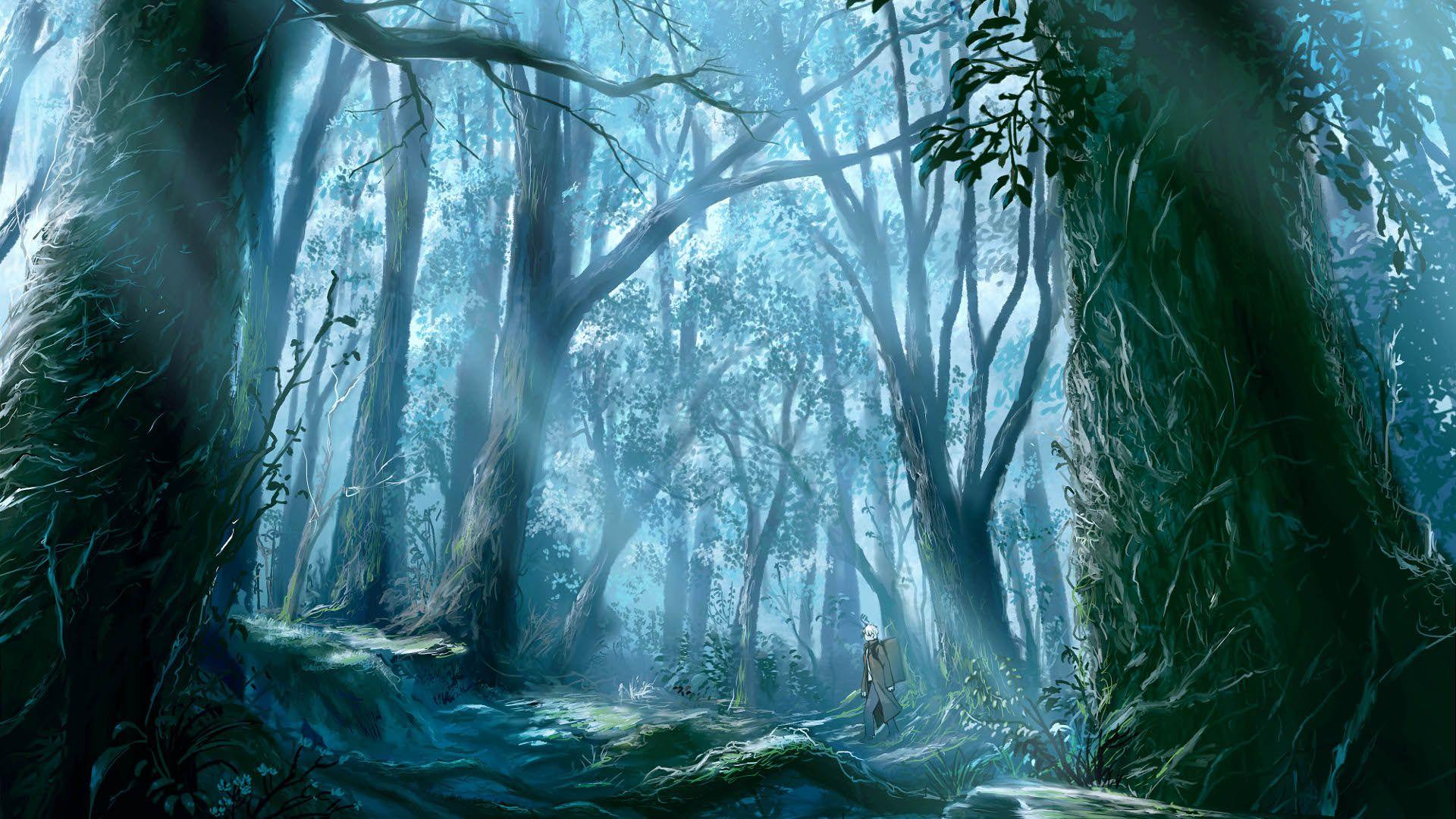 22 Anime Forest, noite de anime na floresta papel de parede HD