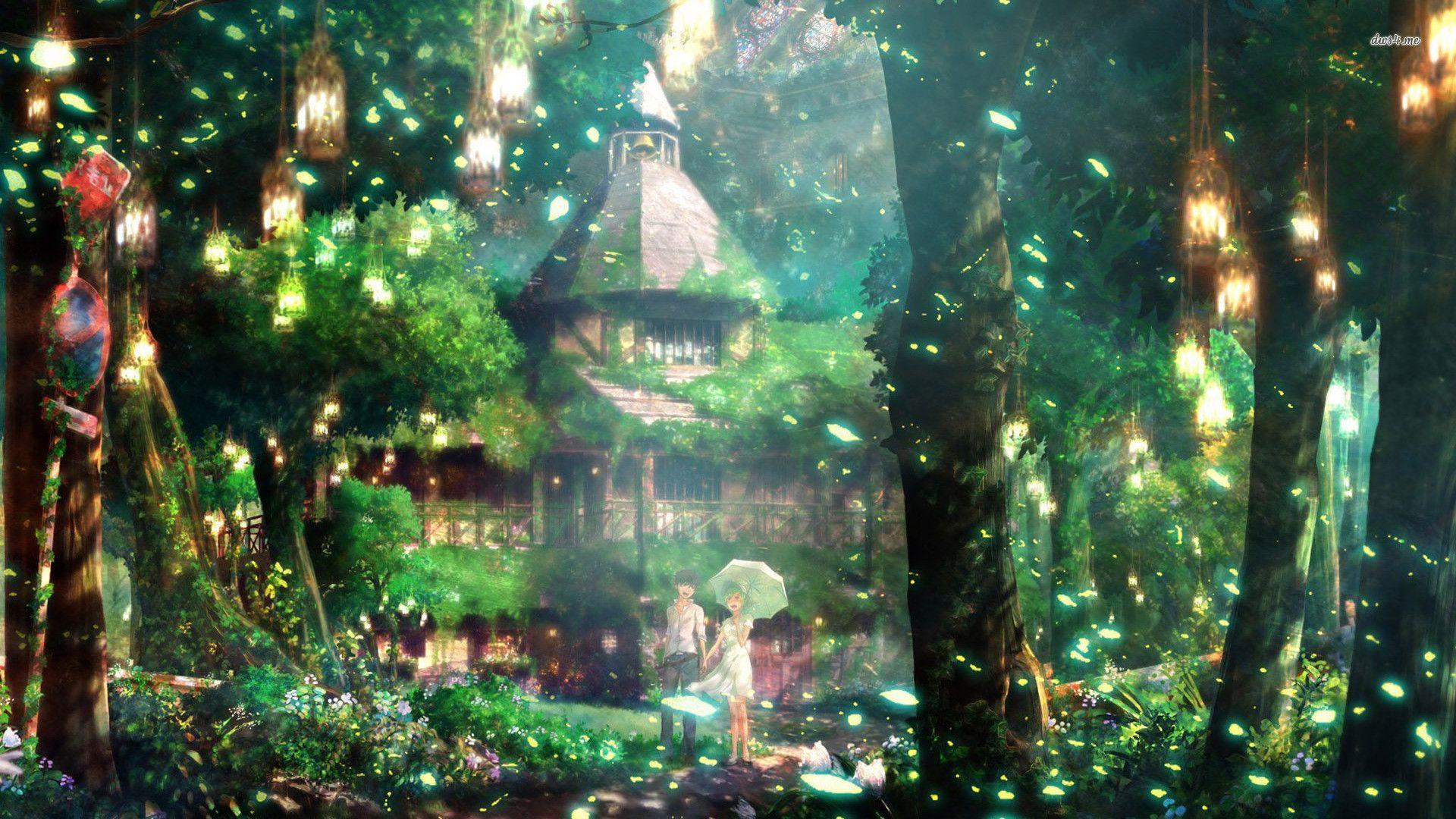 22 Anime Forest, noite de anime na floresta papel de parede HD