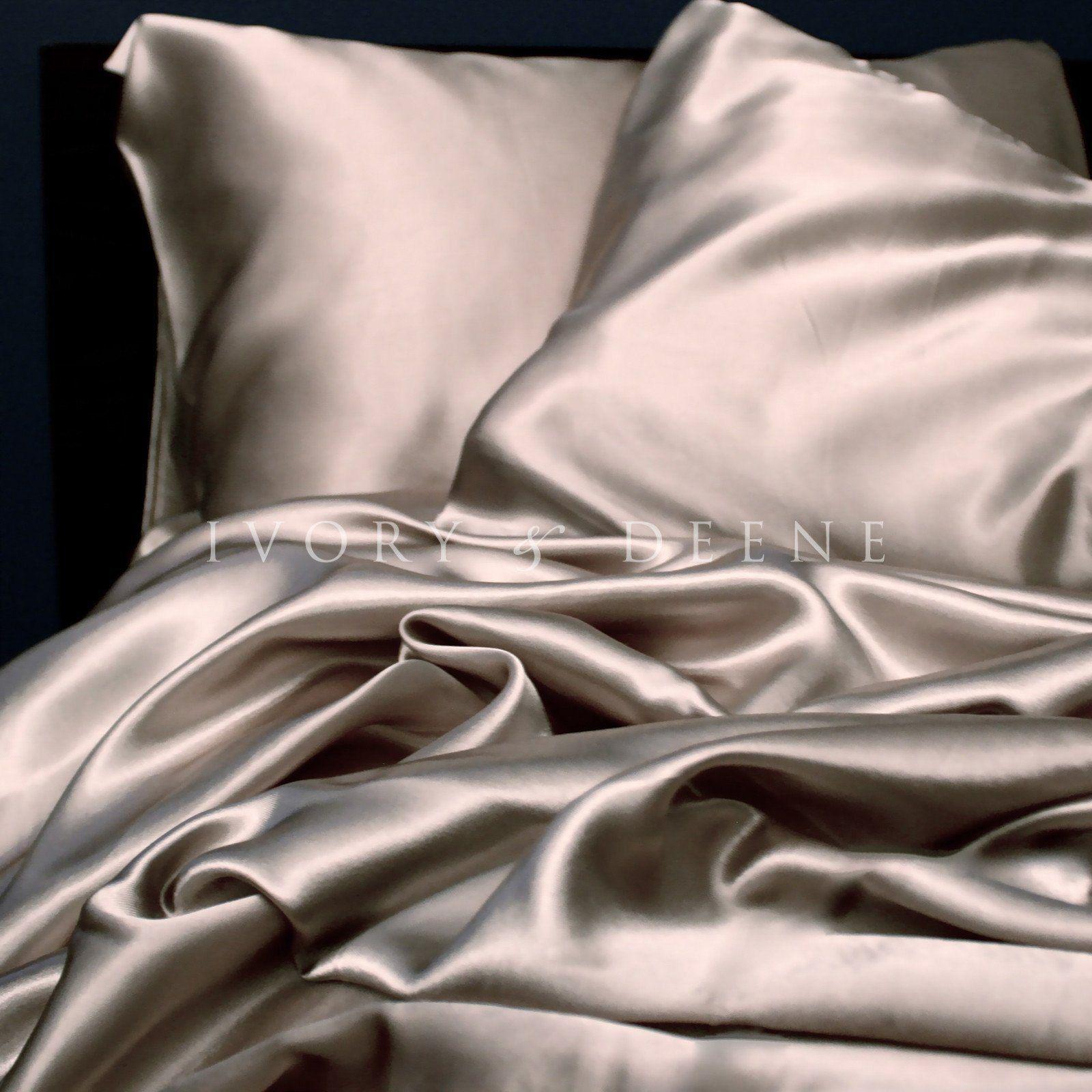 Satin Sheet Set. Champagne Latte. Ivory & Deene