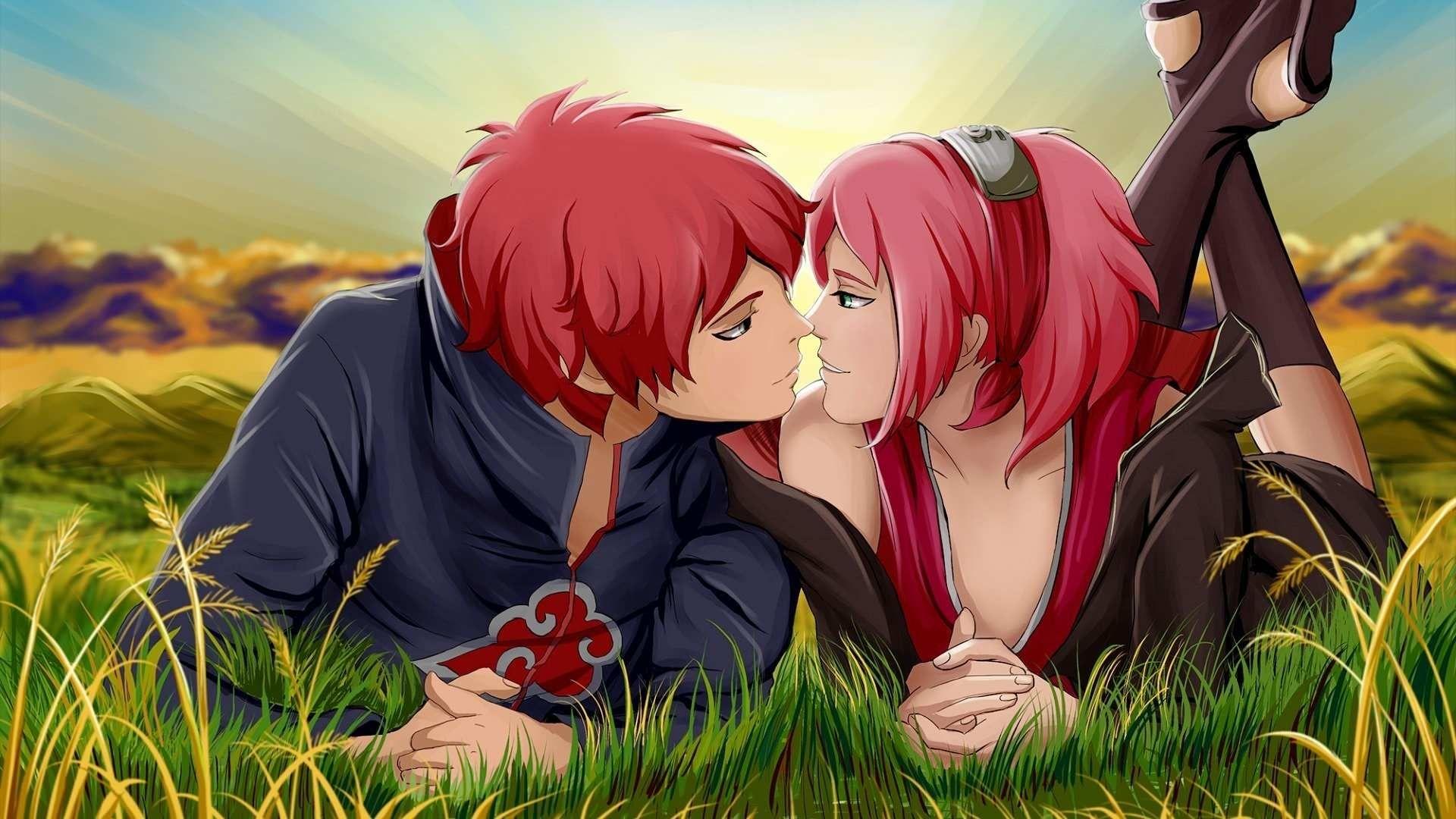 Awesome Anime Couple Kissing HD Wallpaper