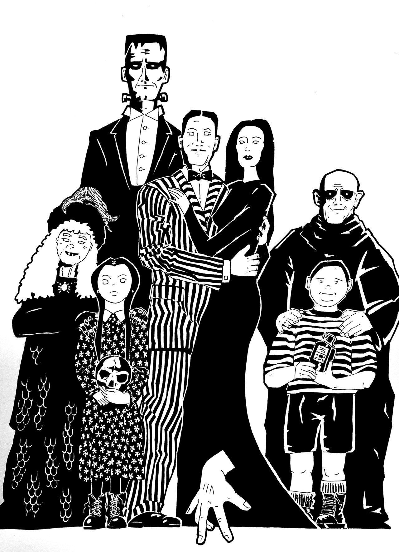 Addams Family Cartoon Wallpaper