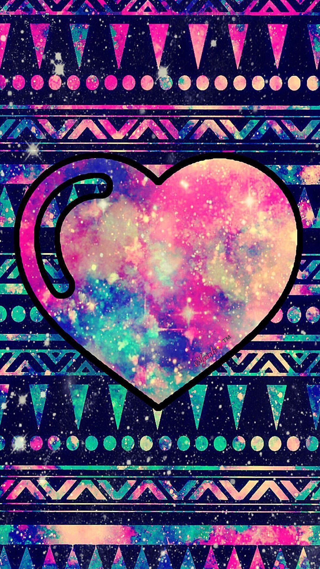 Aztec Heart Galaxy Wallpaper #androidwallpaper #iphonewallpaper